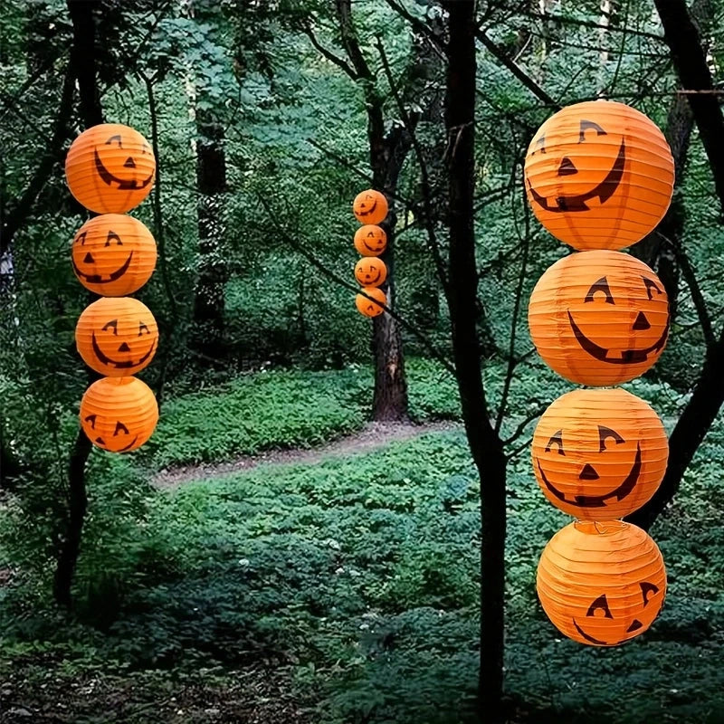 12Pcs Halloween Pumpkin Paper Lantern Halloween Jack Pumpkin Lantern Orange Pumpkin Lantern for Halloween Party Halloween Pumpkin Hanging Paper Lantern for Indoor and Outdoor Decoration