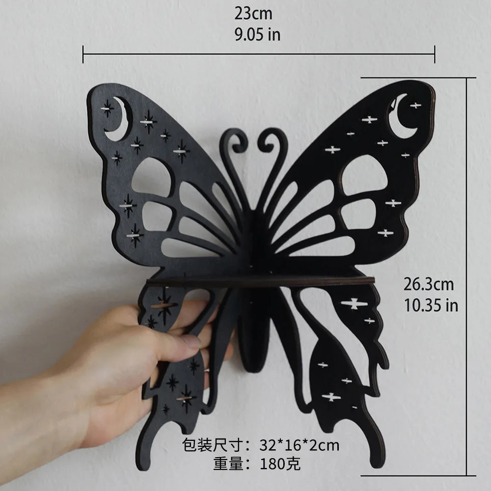 Wooden Craftsmanship Butterfly Lotus Hollow Crystal Storage Rack Simple Home Wall Decoration Wall Phone Stand