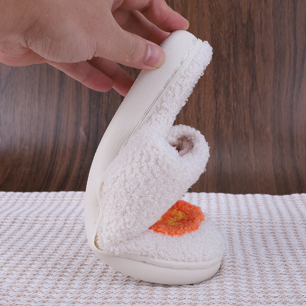 Halloween Plush Slippers Anti Slip Comfortable Furry Slippers Pumpkin Cat Pattern Fluffy Home Warm House Shoe for Winter Autumn
