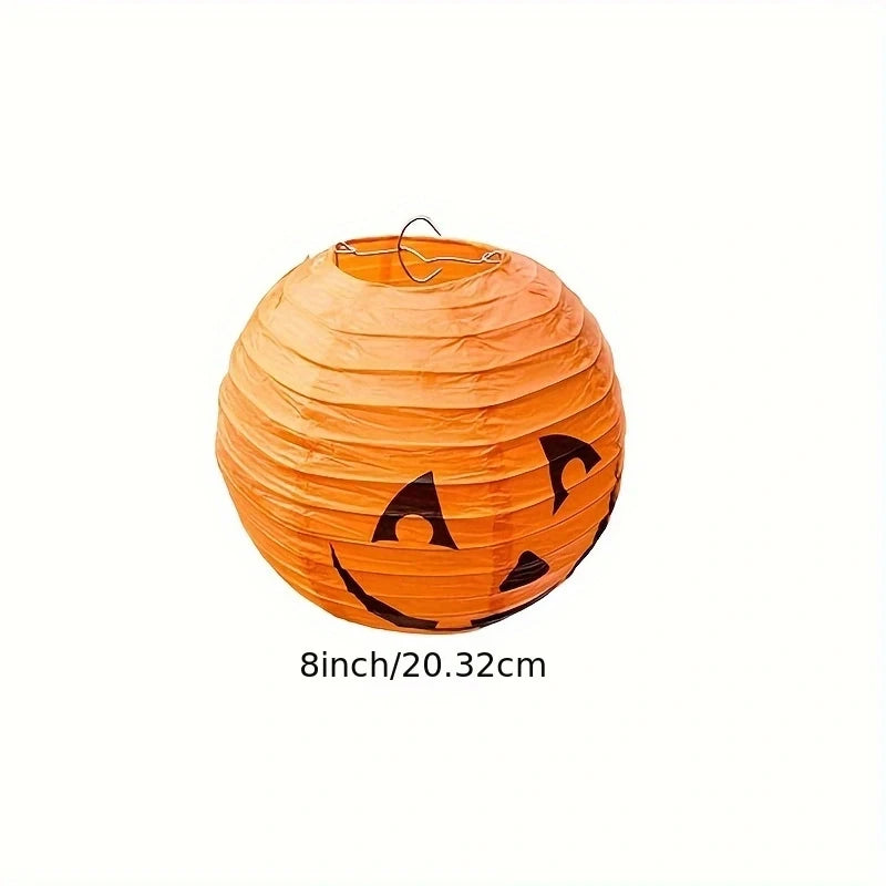12Pcs Halloween Pumpkin Paper Lantern Halloween Jack Pumpkin Lantern Orange Pumpkin Lantern for Halloween Party Halloween Pumpkin Hanging Paper Lantern for Indoor and Outdoor Decoration