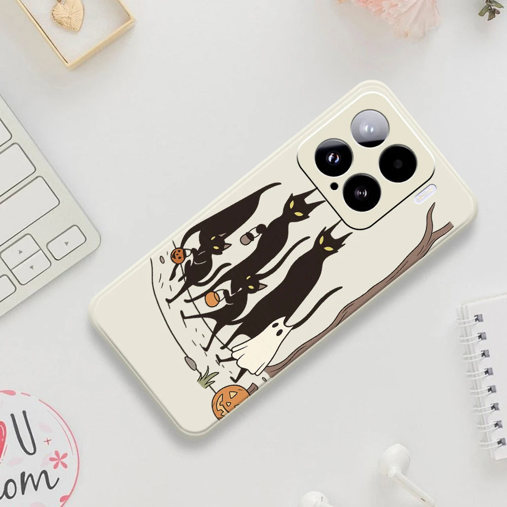 Halloween Black Cat Phone Case For Xiaomi Mi 15 Ultra Mi 14T 13T 11T Pro Silicone Cover For Xiaomi Mi 13T Pro Mi 11T Pro Cases