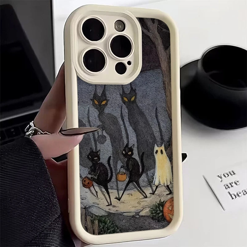 Phone Case For Xiaomi Poco X7 F6 F5 X6 X5 M6 Pro X3 F3 Halloween Black Cat Pumpkin Ghost Shockproof Soft Silicone Bumper Cover
