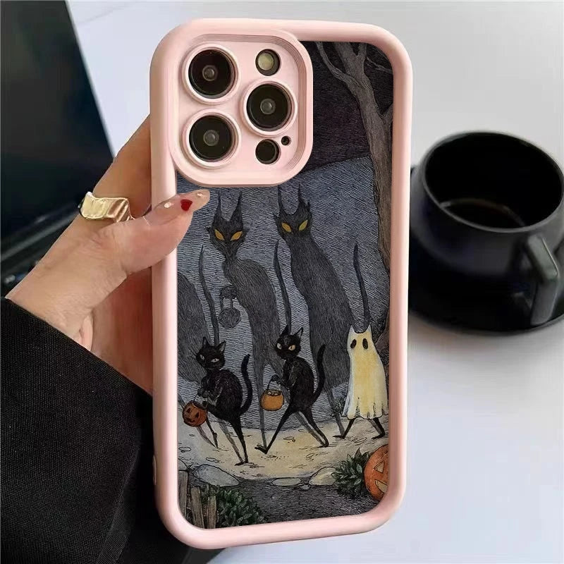 Phone Case For Xiaomi Poco X7 F6 F5 X6 X5 M6 Pro X3 F3 Halloween Black Cat Pumpkin Ghost Shockproof Soft Silicone Bumper Cover