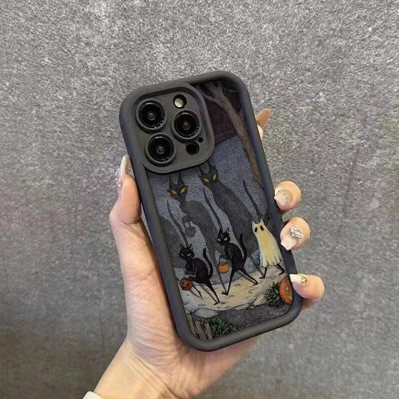 Phone Case For Xiaomi Poco X7 F6 F5 X6 X5 M6 Pro X3 F3 Halloween Black Cat Pumpkin Ghost Shockproof Soft Silicone Bumper Cover