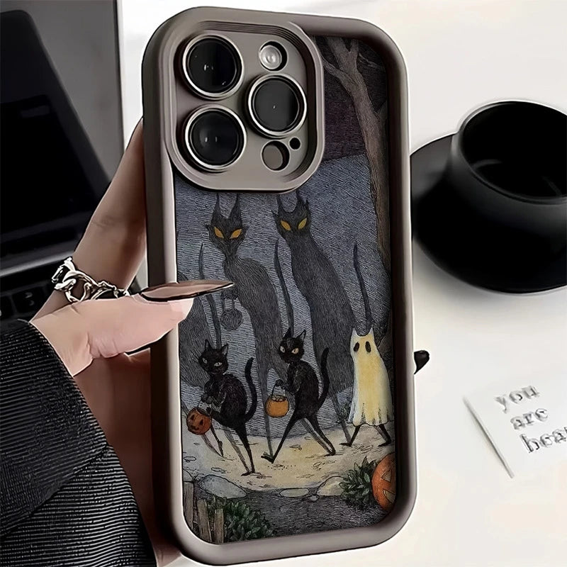 Phone Case For Xiaomi Poco X7 F6 F5 X6 X5 M6 Pro X3 F3 Halloween Black Cat Pumpkin Ghost Shockproof Soft Silicone Bumper Cover