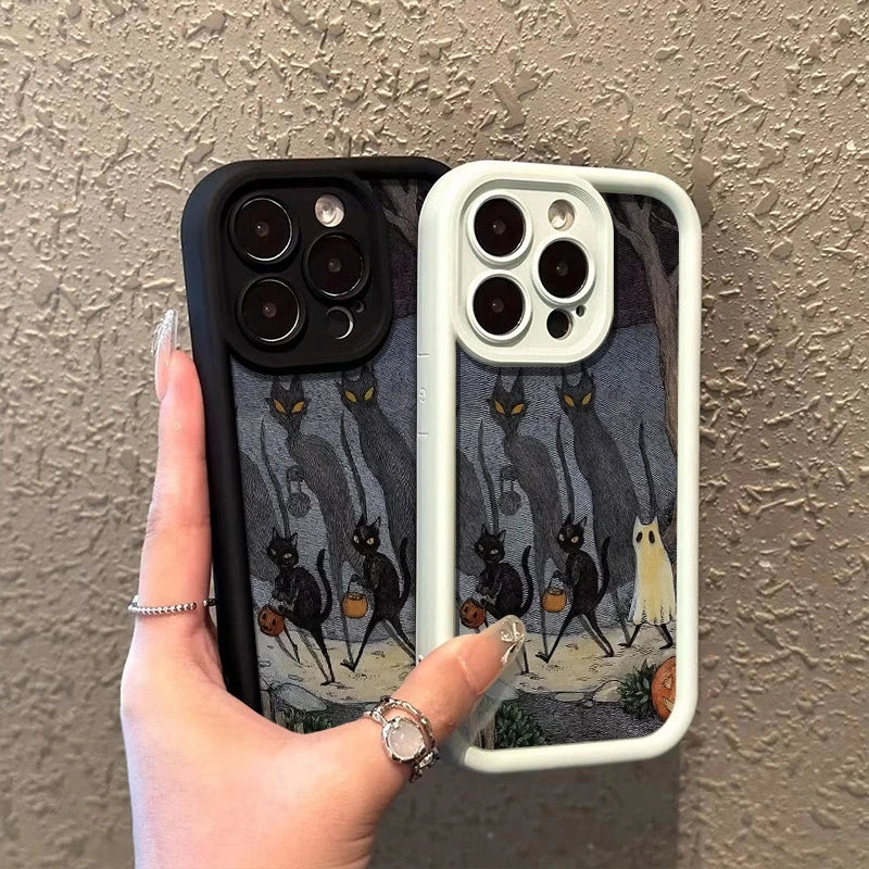 Phone Case For Xiaomi Poco X7 F6 F5 X6 X5 M6 Pro X3 F3 Halloween Black Cat Pumpkin Ghost Shockproof Soft Silicone Bumper Cover