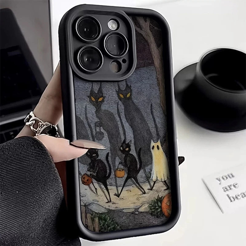 Phone Case For Xiaomi Poco X7 F6 F5 X6 X5 M6 Pro X3 F3 Halloween Black Cat Pumpkin Ghost Shockproof Soft Silicone Bumper Cover
