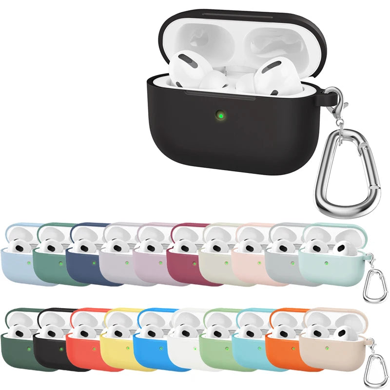 Silicone Earphone Case For Airpods Pro Case Cover Headphone Accessories Protective Box for apple airpod pro 1 case bag With hook