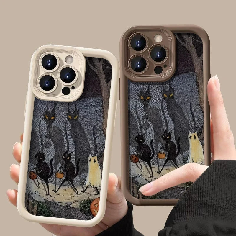 Phone Case For Xiaomi Poco X7 F6 F5 X6 X5 M6 Pro X3 F3 Halloween Black Cat Pumpkin Ghost Shockproof Soft Silicone Bumper Cover