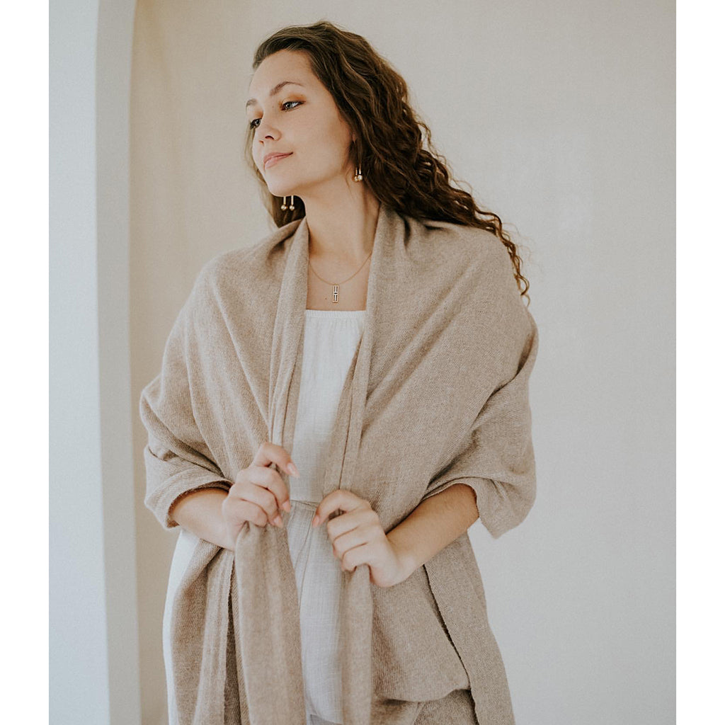 Beige Handloom Cashmere Scarf